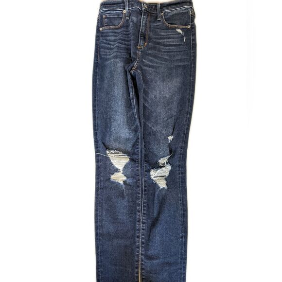 Abercrombie & Fitch Simone High Rise Super Skinny distressed dark jeans 2/26 - Picture 2 of 9